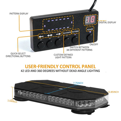 42 LED Car Roof Top Strobe Lights Emergency Warning Safety Beacon Magnetic Mount For Truck Ambulance Snow Plow police lights bli