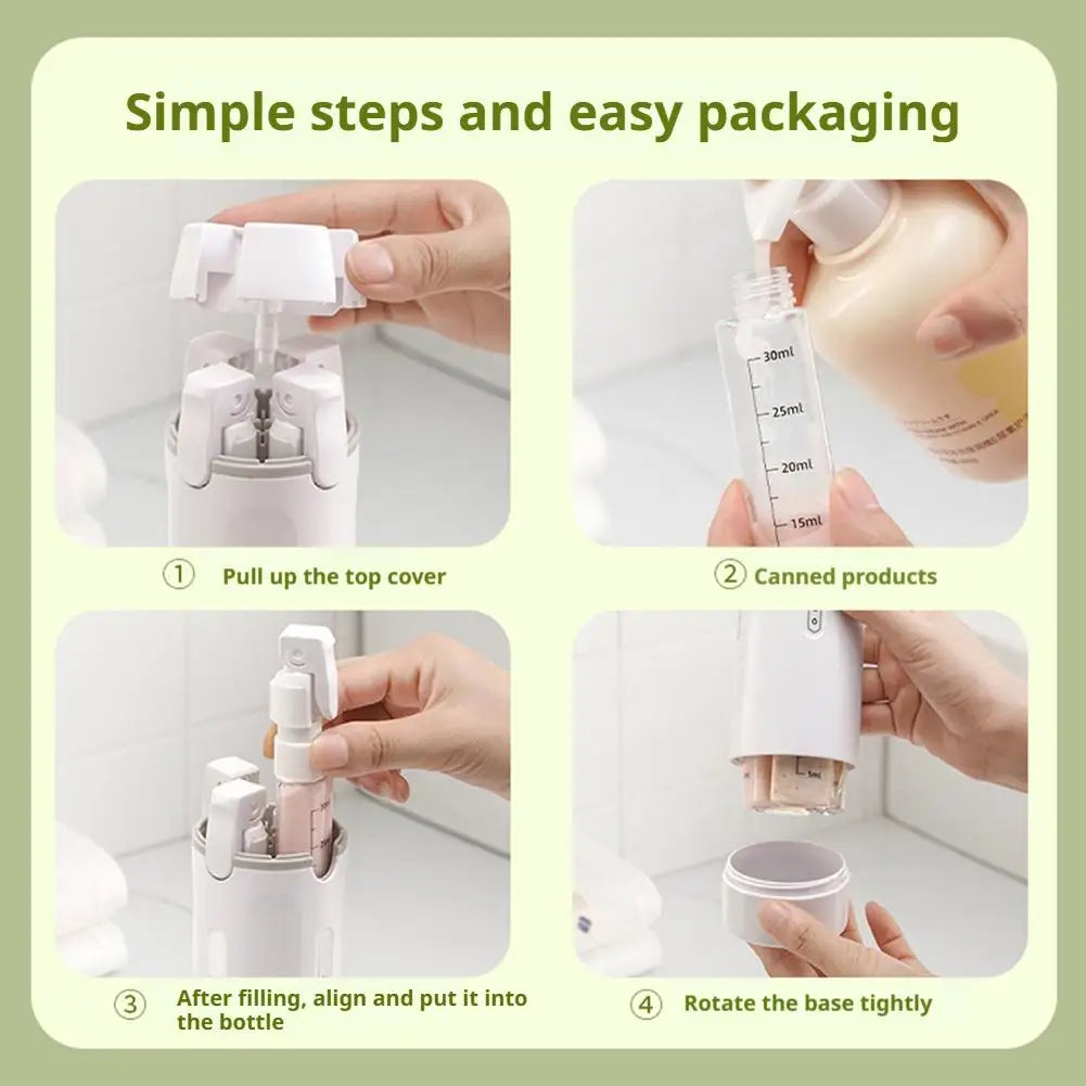 4-in-1 Travel Dispenser Portable Leak-proof Travel Bottle, Minimalist With Labels, Travel Dispenser Bottle, Toiletry Container