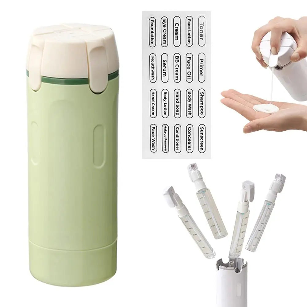 4-in-1 Travel Dispenser Portable Leak-proof Travel Bottle, Minimalist With Labels, Travel Dispenser Bottle, Toiletry Container