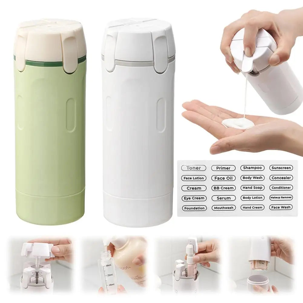 4-in-1 Travel Dispenser Portable Leak-proof Travel Bottle, Minimalist With Labels, Travel Dispenser Bottle, Toiletry Container