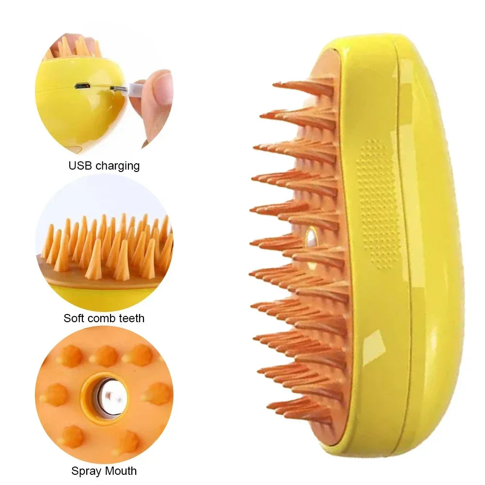 3-in-1 Massage Dog Steamy Brush Hair Removal