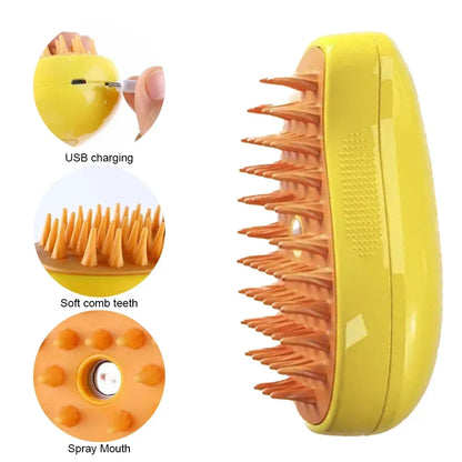 3-in-1 Massage Dog Steamy Brush Hair Removal