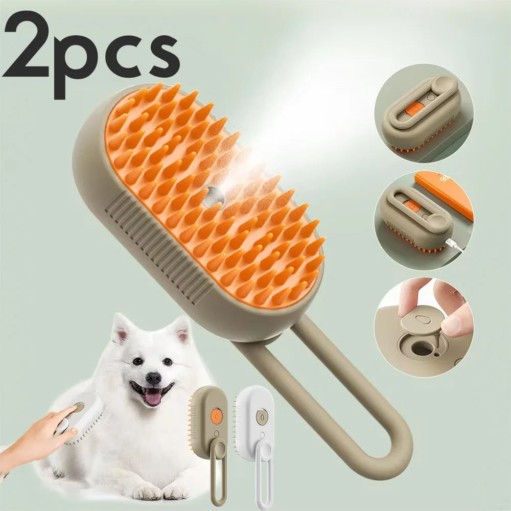 3-in-1 Massage Dog Steamy Brush Hair Removal