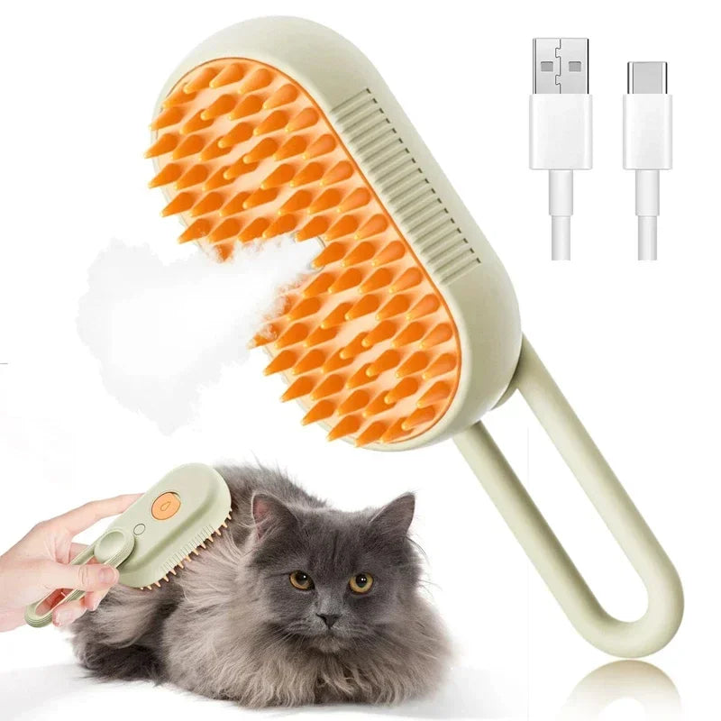 3-in-1 Massage Dog Steamy Brush Hair Removal