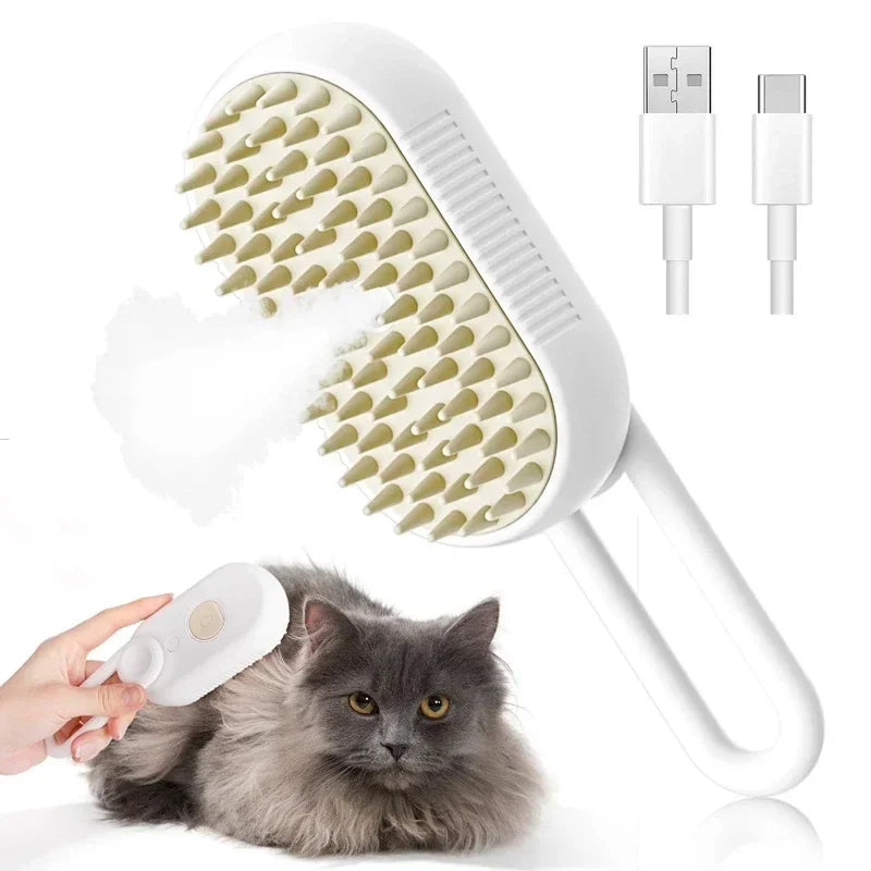 3-in-1 Massage Dog Steamy Brush Hair Removal