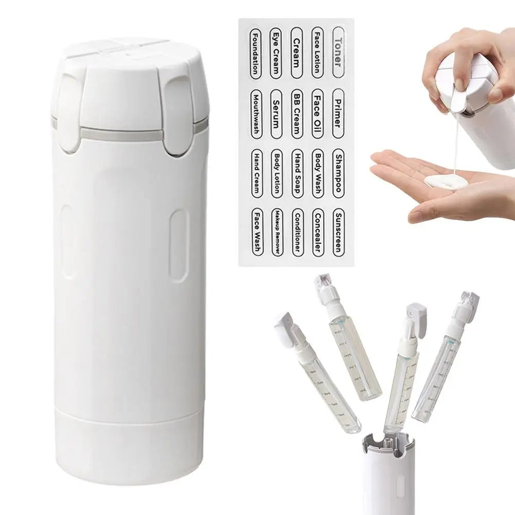 4-in-1 Travel Dispenser Portable Leak-proof Travel Bottle, Minimalist With Labels, Travel Dispenser Bottle, Toiletry Container