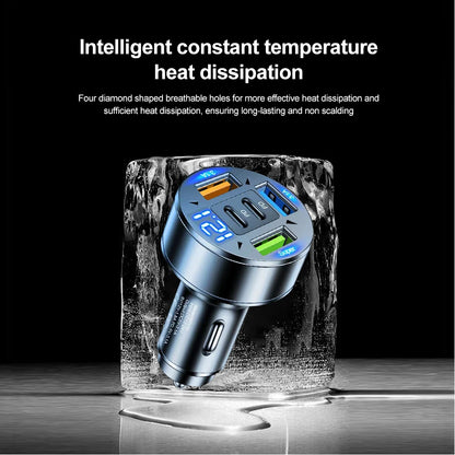 250W 5 Ports Car Charger Fast Charging PD QC3.0 USB C Car Phone Charger Adapter With Voltage For iPhone Samsung Huawei Xiaomi
